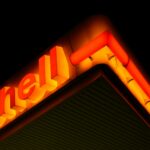 low angle photography of Shell gas station at night
